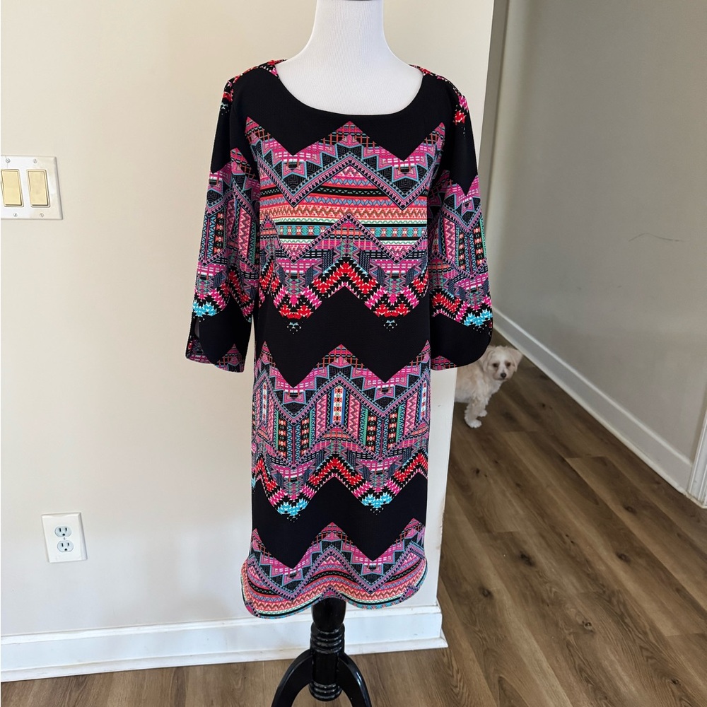 Uncle Frank Multicolor Geometric Long Sleeve Dress